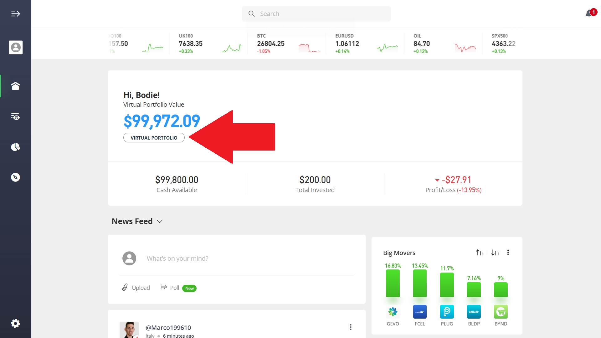 Platforma eToro w trybie demo