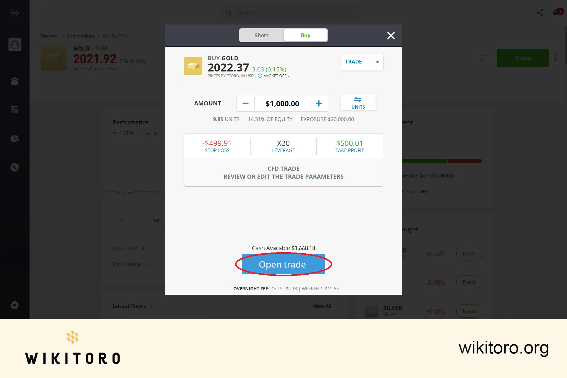 Realizacja zlecenia handlowego eToro Gold