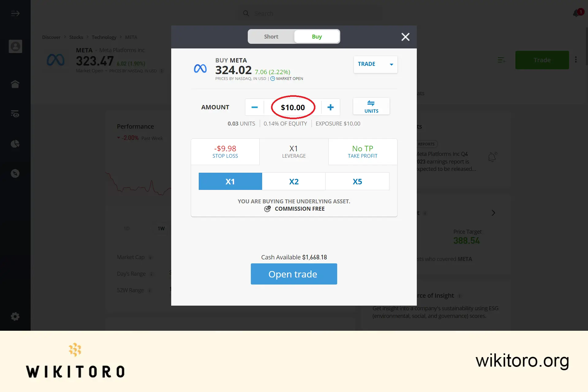 Kupowanie akcji Meta na eToro