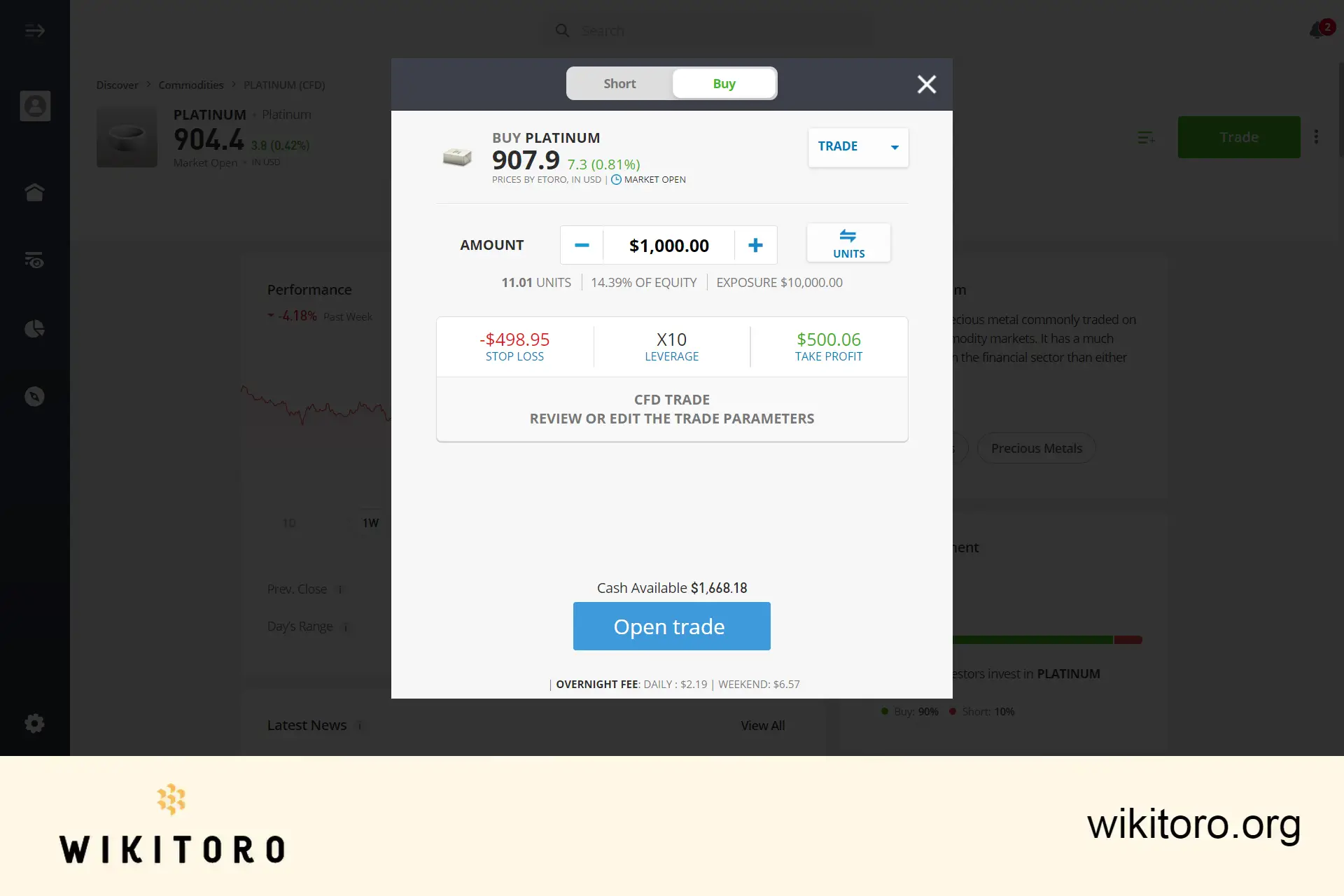 Buying Platinum on eToro