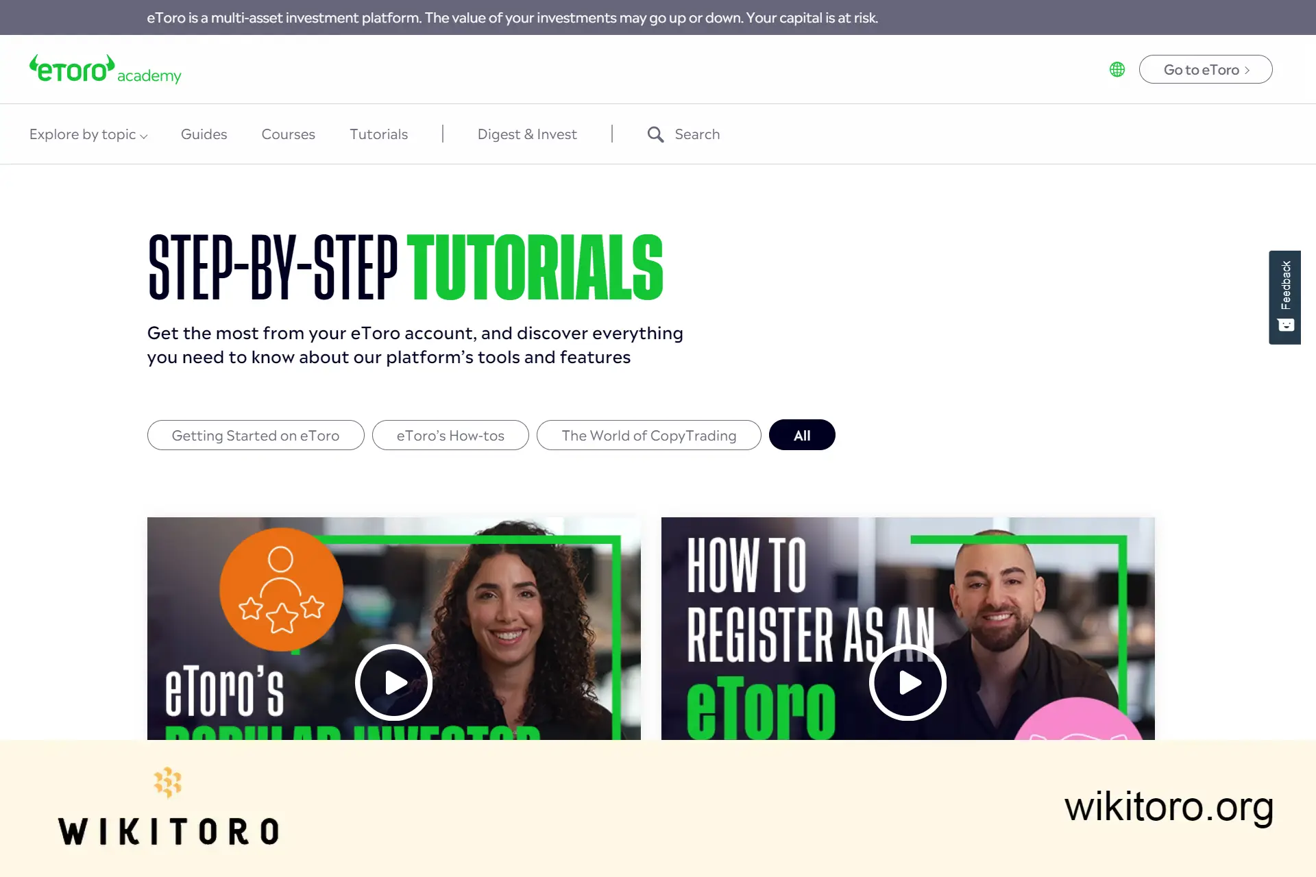 eToro Academy tutorials