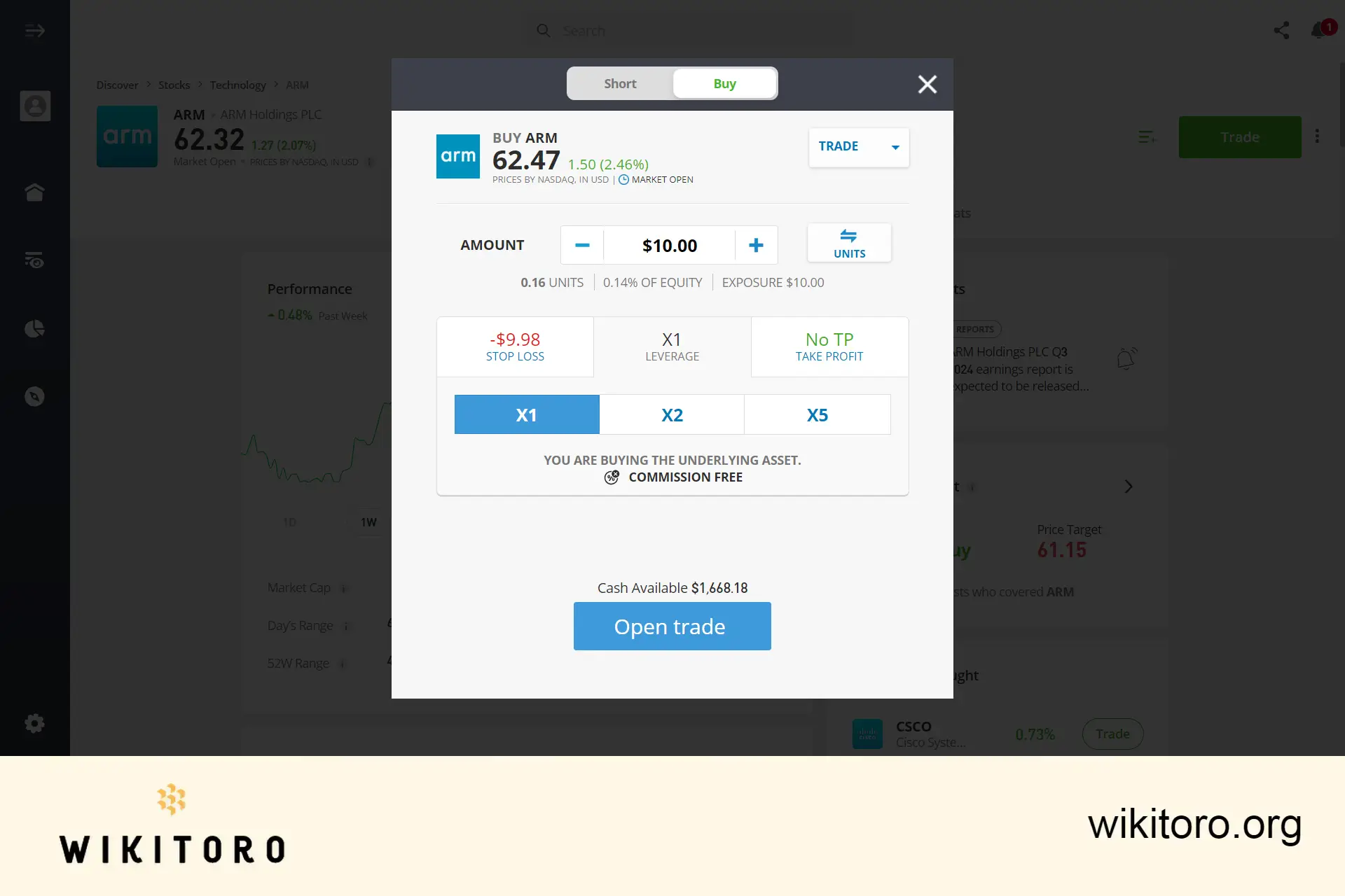 Buying Arm stock on eToro