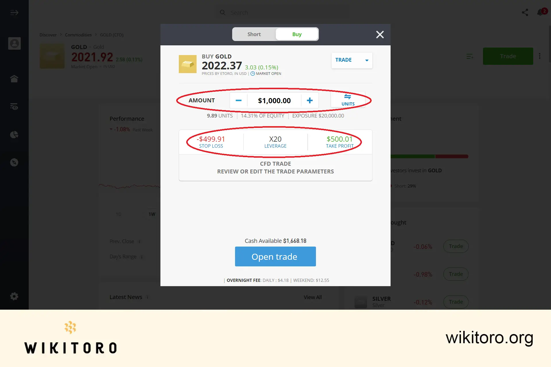 Ustawianie parametrów handlu złotem na eToro